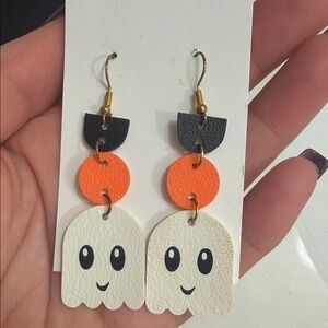 Halloween Ghost Earrings - Black, Orange, and White